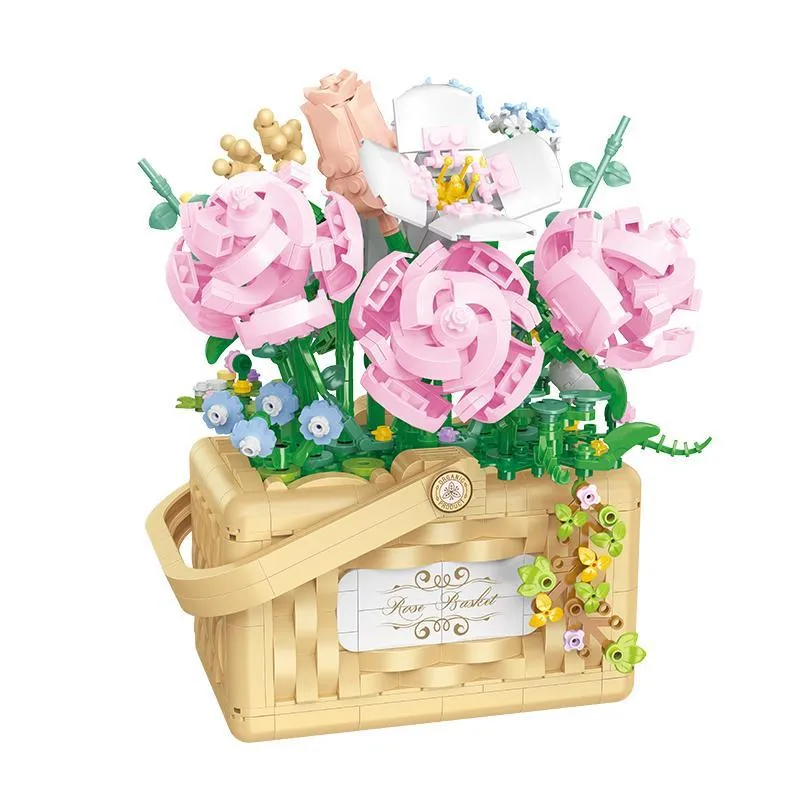 Balody Roses in a wicker basket • MINI BLOCKS • Set 21071