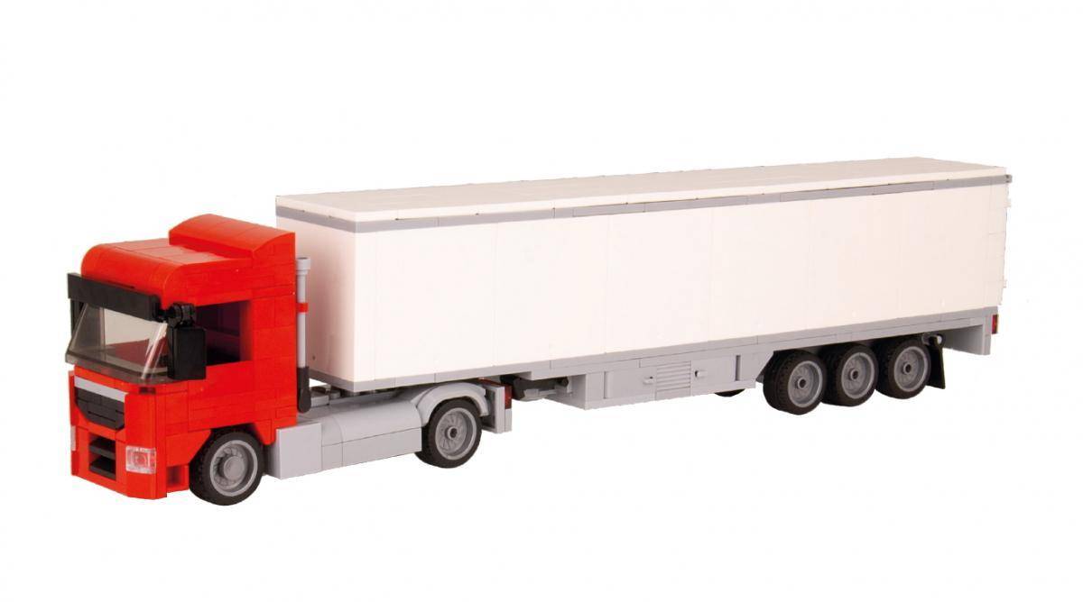 Truck Augsburg 2-axle with 3-axle suitcase red (BB-101065) — Prix et comparaison | Brick Broker