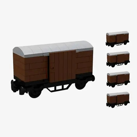 BlueBrixx Covered boxcar, brown, with dark grey frame