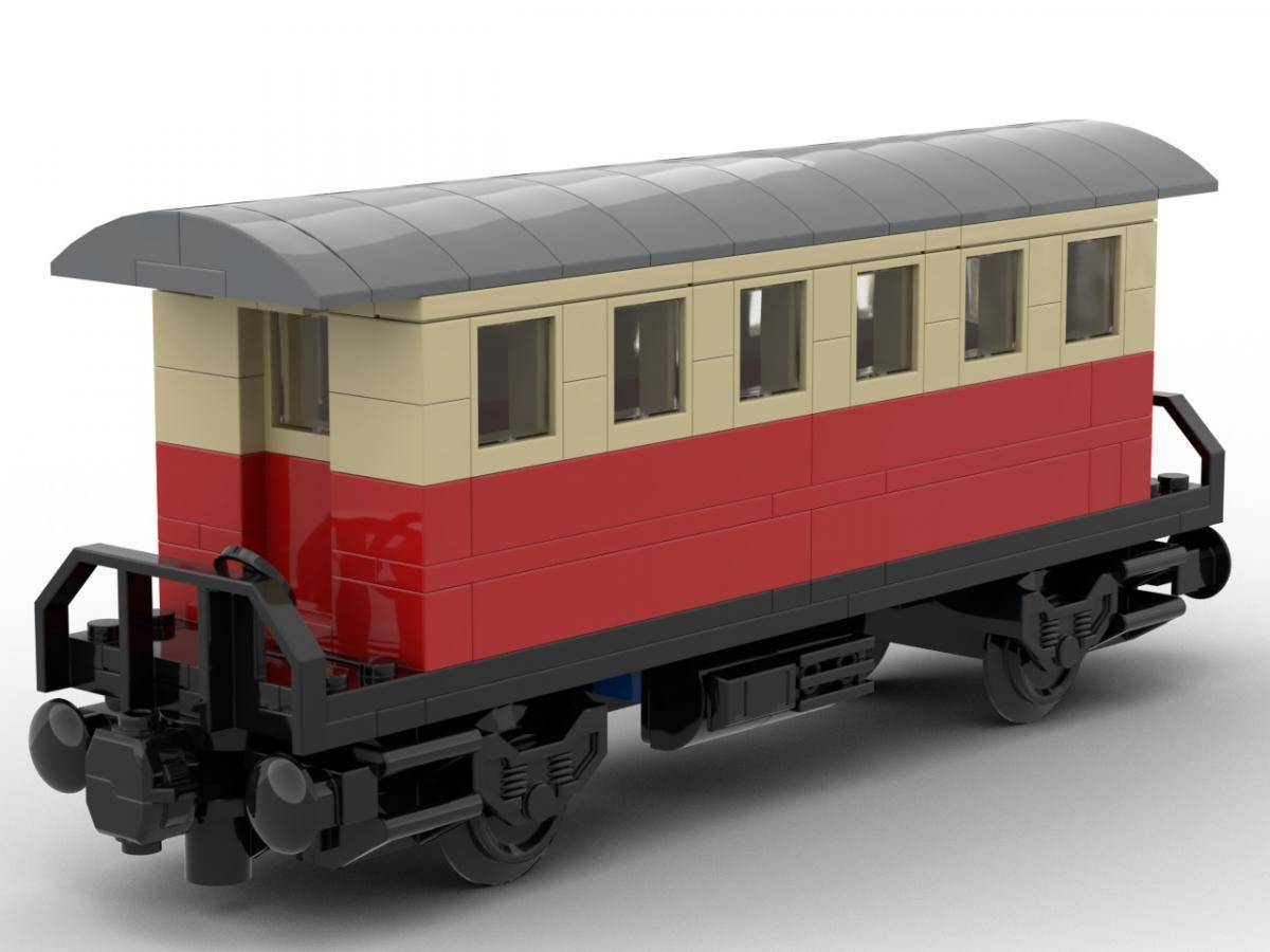 Voiture de passagers avec abri rouge tan (BB-102844) — Prix et comparaison | Brick Broker