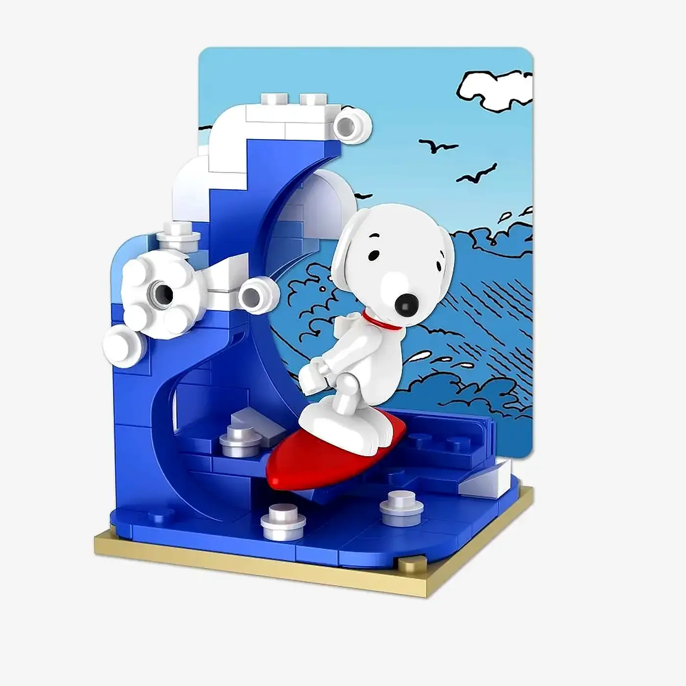 BlueBrixx Peanuts Snoopy surfing on the beach • Set 107354