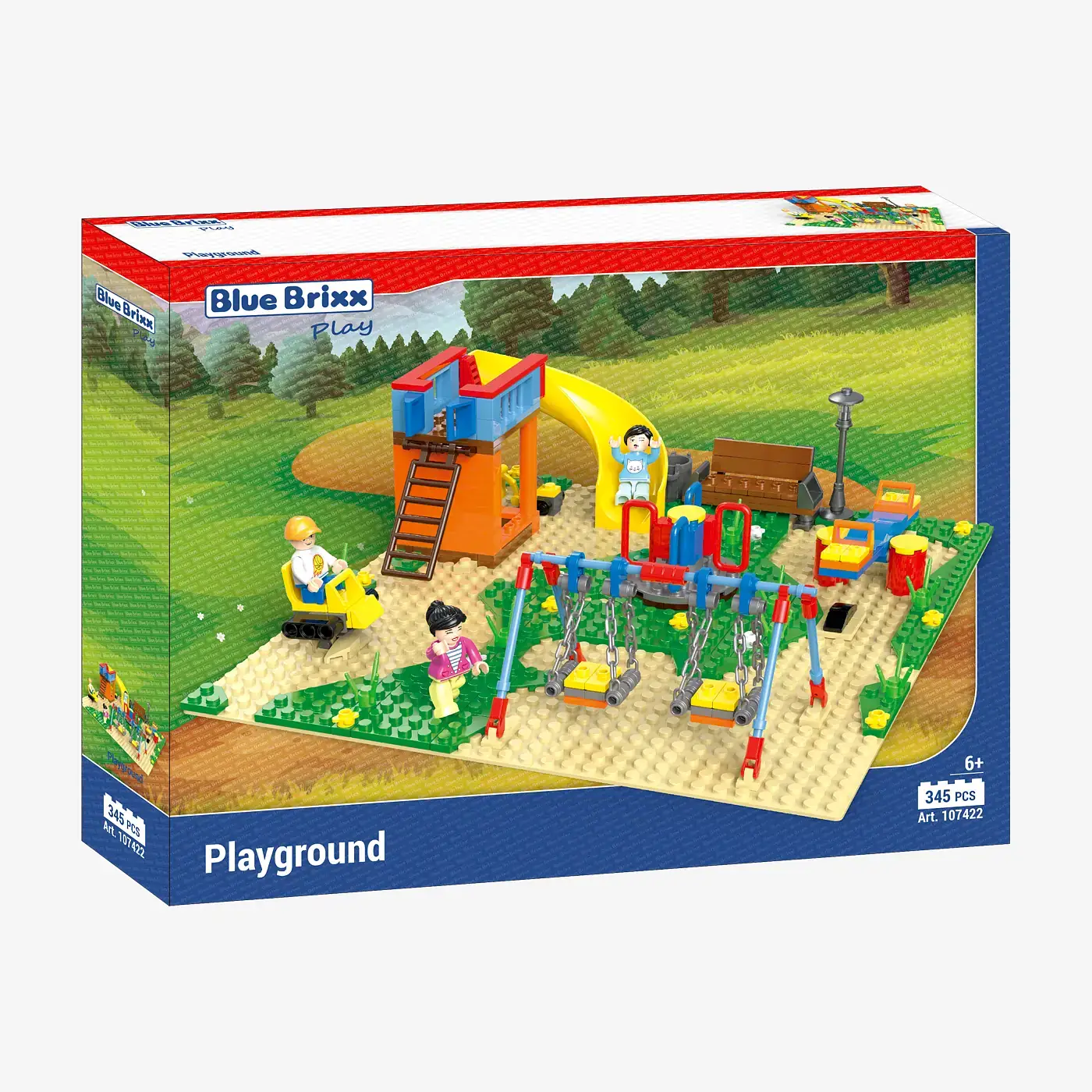 BlueBrixx Play 108137 – Autobús Urbano Con Parada, Set De 646 Bloques Compatibles, 9 Minifiguras Y Señal Intercambiable – Ideal Para Niños Desde 6 Años