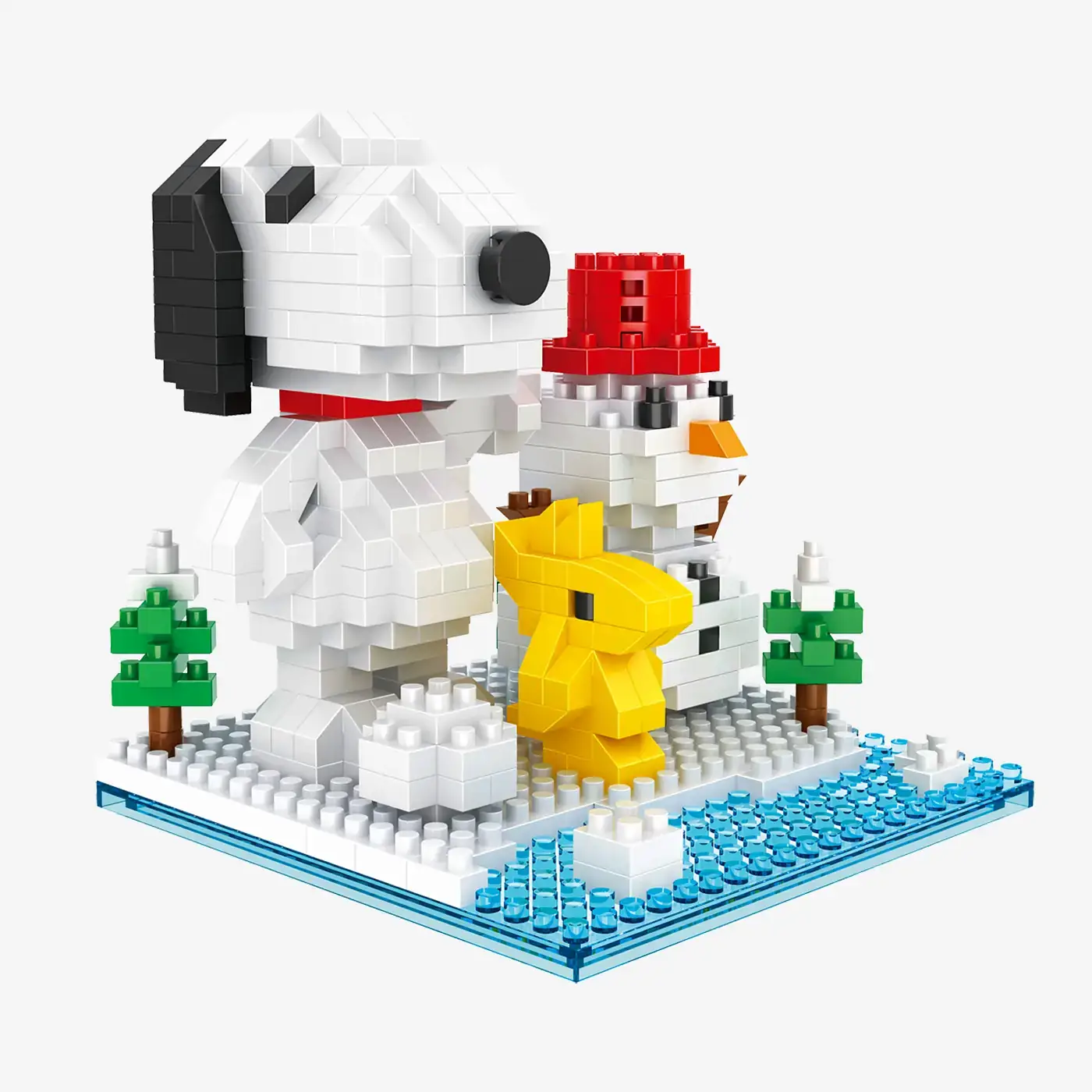 BlueBrixx Peanuts Snoopy and Woodstock fun with snow