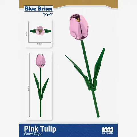 BlueBrixx Pro 108376 - Rose En Briques De Construction 187 Pièces - Déco Élégante Pour Collectionneurs Et Créatifs
