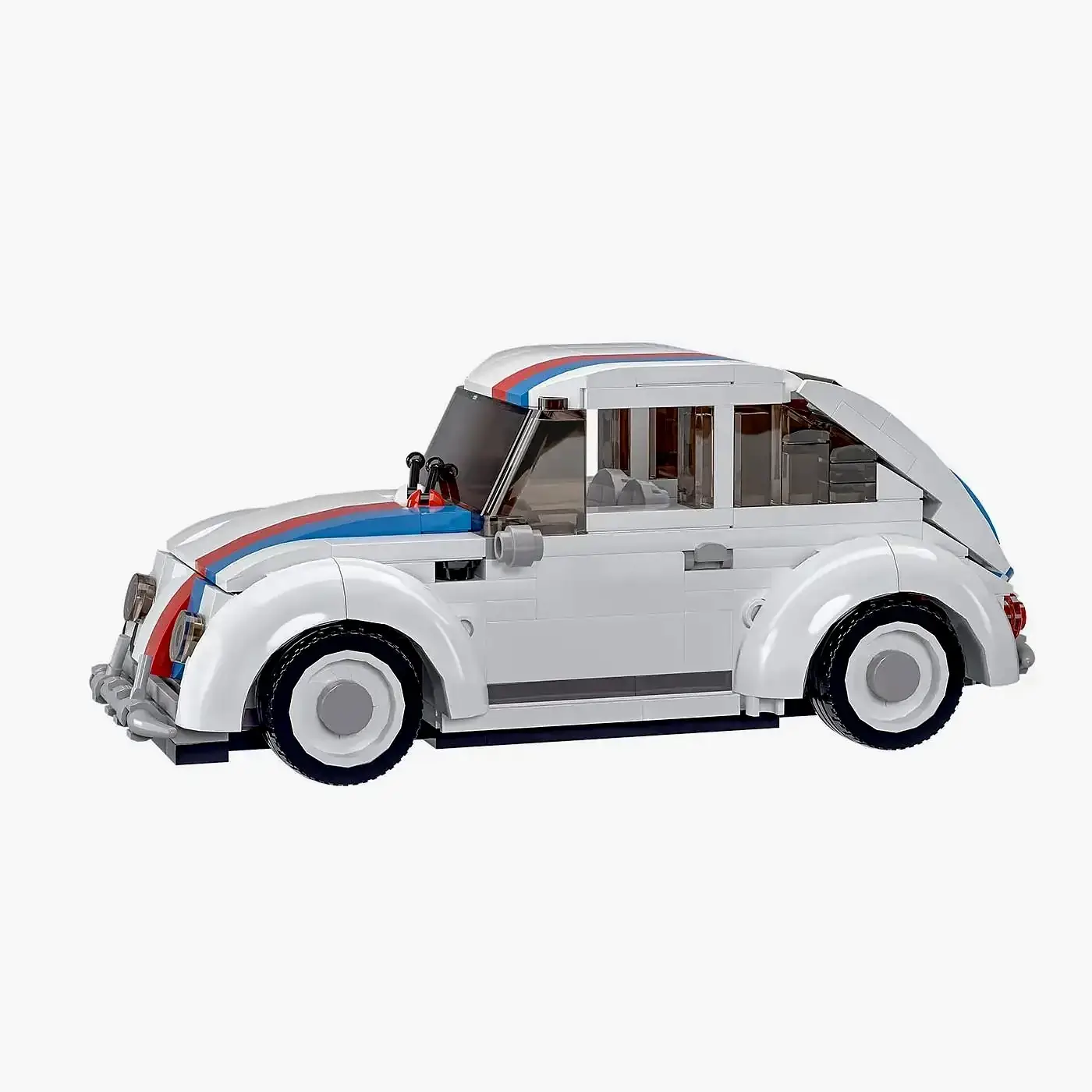 BlueBrixx Classic small car with rally stripes • Set 108513