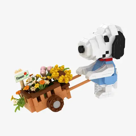 BlueBrixx Peanuts Snoopy`s Flower Trolley • DIAMOND BLOCKS