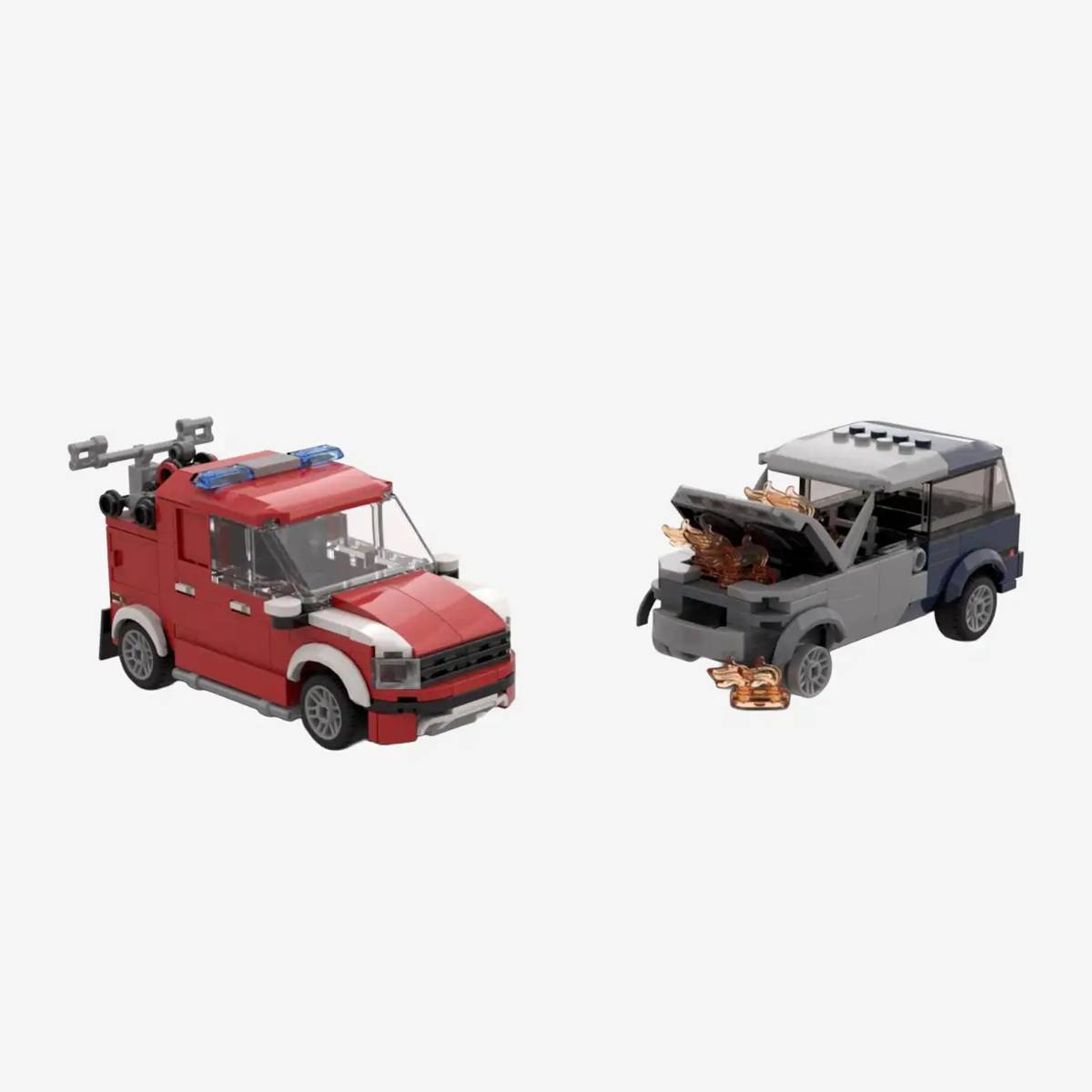 Véhicule de pompiers avec voiture accidentée - Garage du parc de lutte contre l'incendie (BB-108922) — Prix et comparaison | Brick Broker