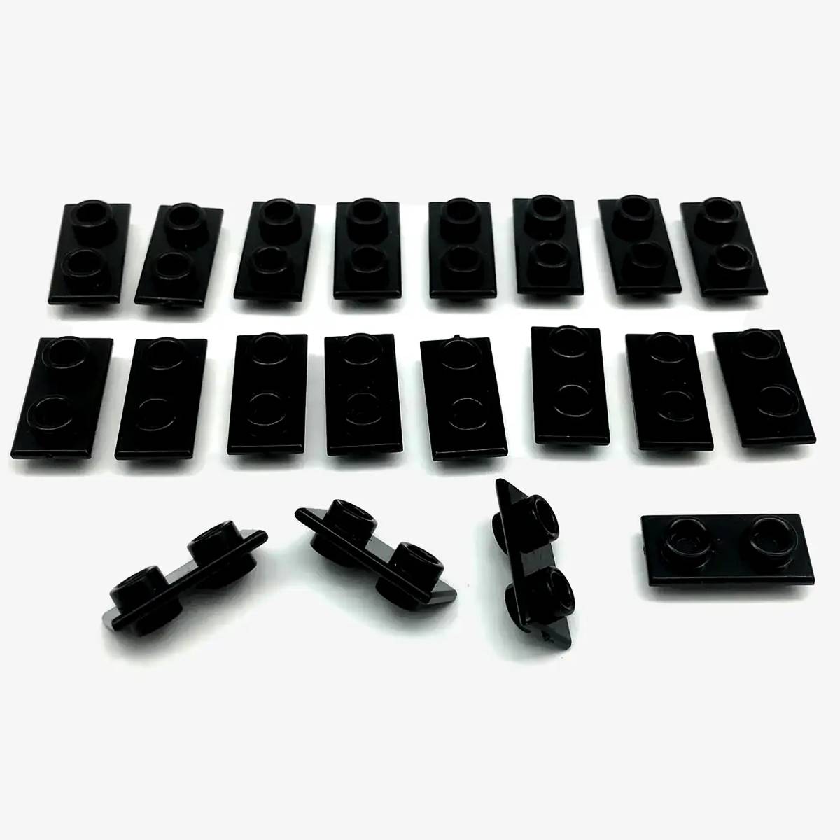Plaque fine 1x2 avec tenons sur 2 côtés, noire, 20x (BB-400049) — Prix et comparaison | Brick Broker