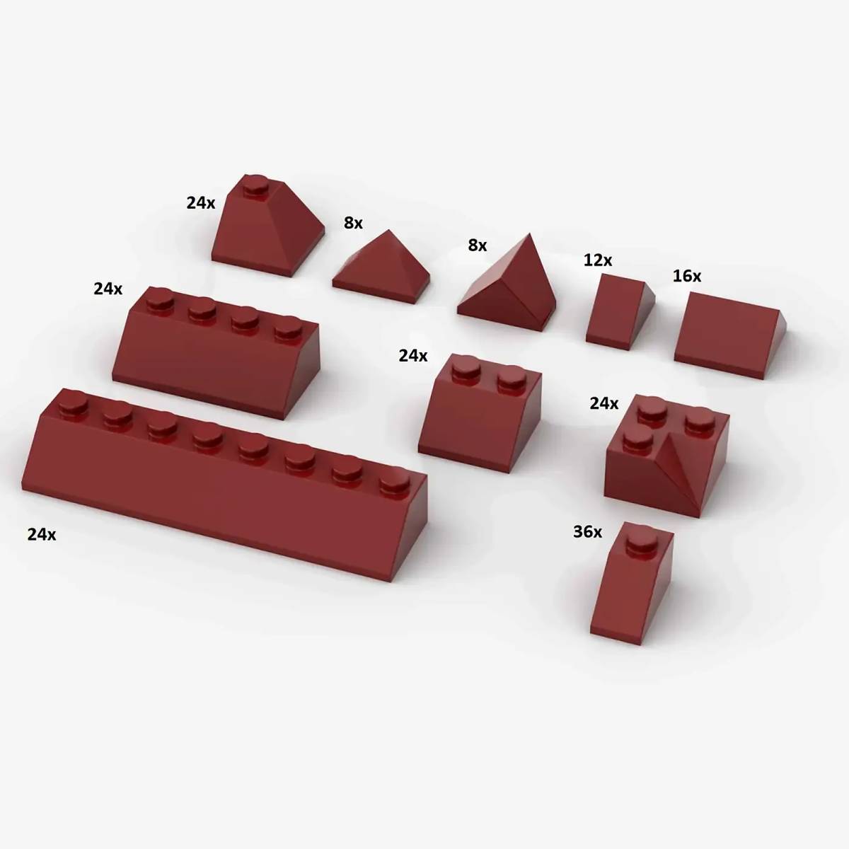 Brix , Roof Slopes, mixed, Dark Red (BB-400152) — Prix et comparaison | Brick Broker