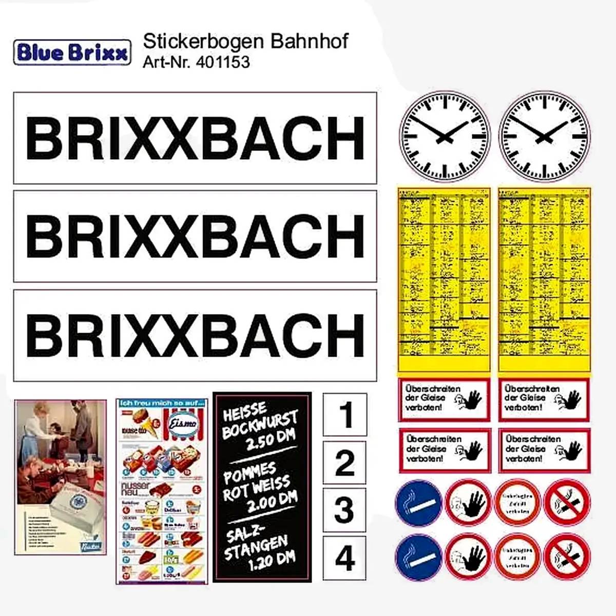 BlueBrixx Sticker sheet Train Station • Set 401153 • SetDB