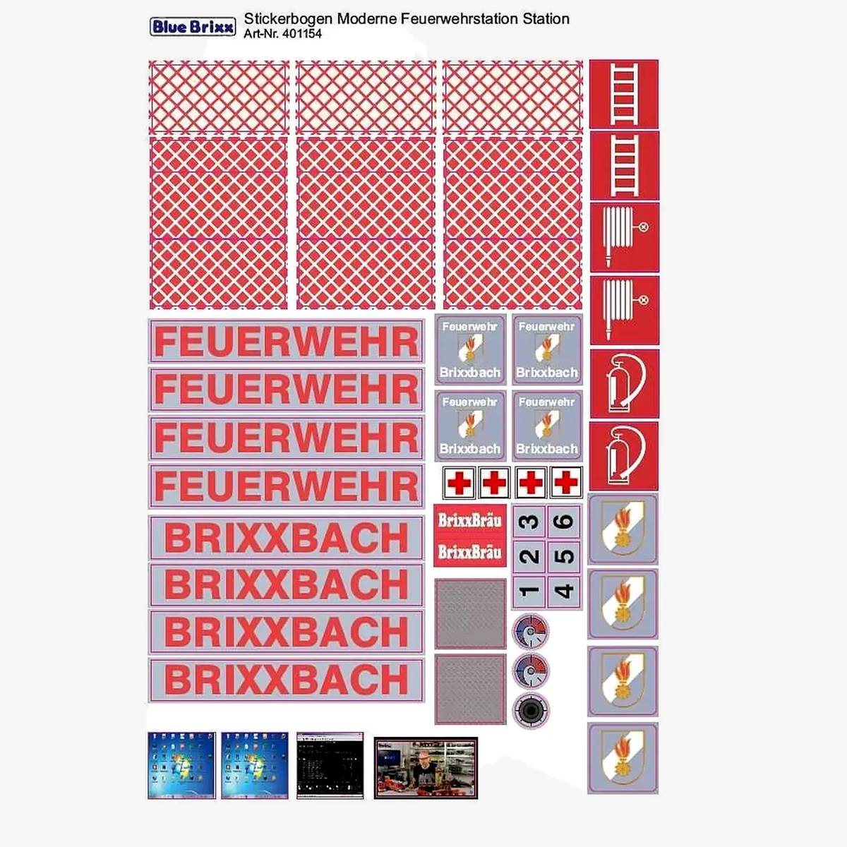BlueBrixx Sticker sheet Modern Fire Station • Set 401154