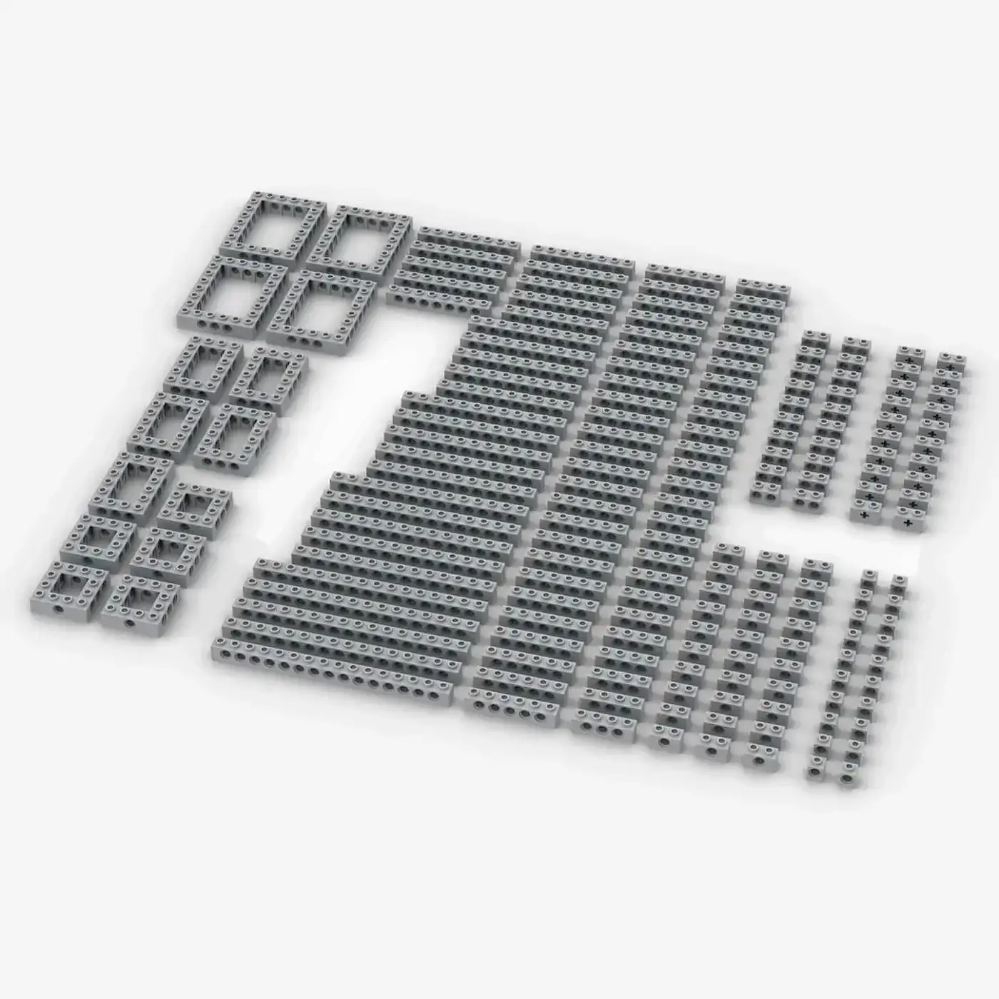 BlueBrixx Brix Technic Bricks, mixed, Light Bluish Gray