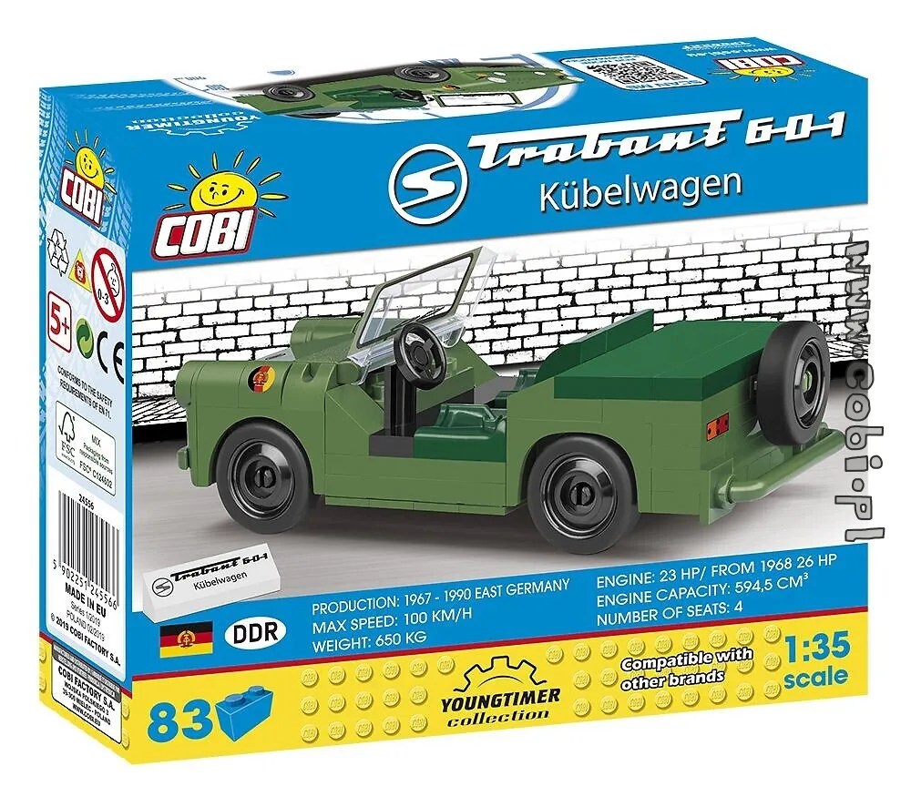 Cobi Trabant 601 S Deluxe 24330 – 1610 Briques, édition Limitée, Voiture Allemande