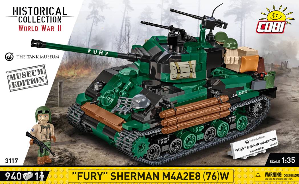 Char Sherman M4A2E8 (76) W "Fury" (édition musée) (COBI-3117) — Prix et comparaison | Brick Broker