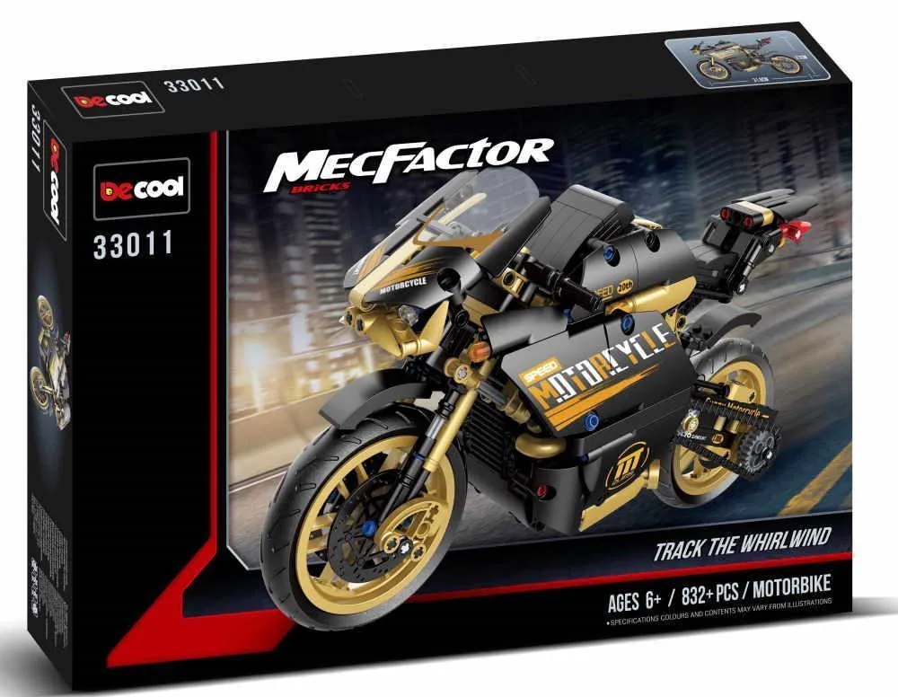 Decool Motorcycle in black-gold • Set 33011 • SetDB