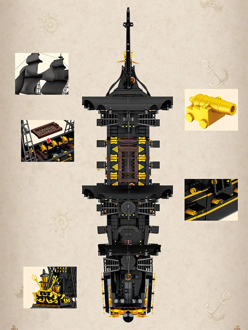 Black Pearl キュー Amazon.com: kowkis Black Pearl Pirates Ship Model Building