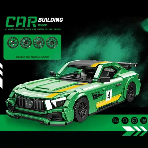 Small Angle Green Car Building Block • Set JD104 • SetDB
