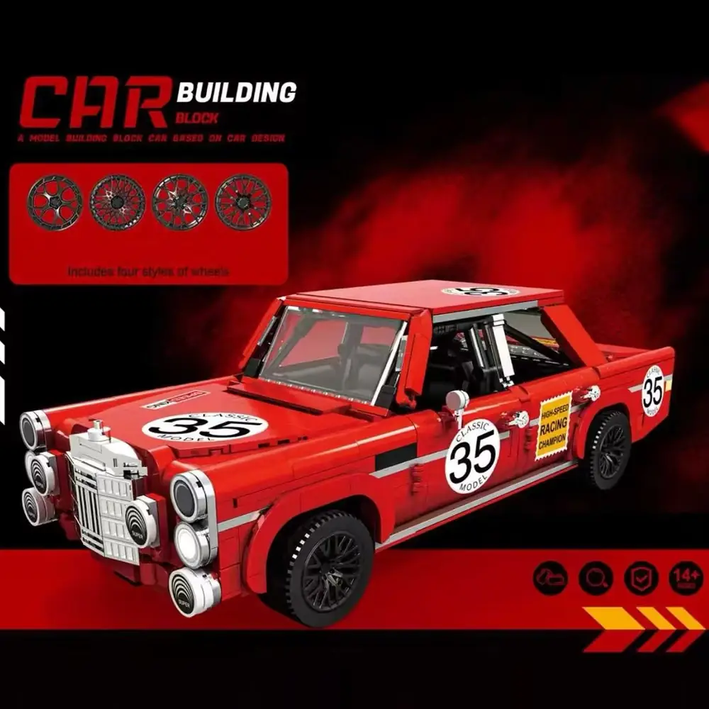 Small Angle Red Car Building Block • Set JD105 • SetDB