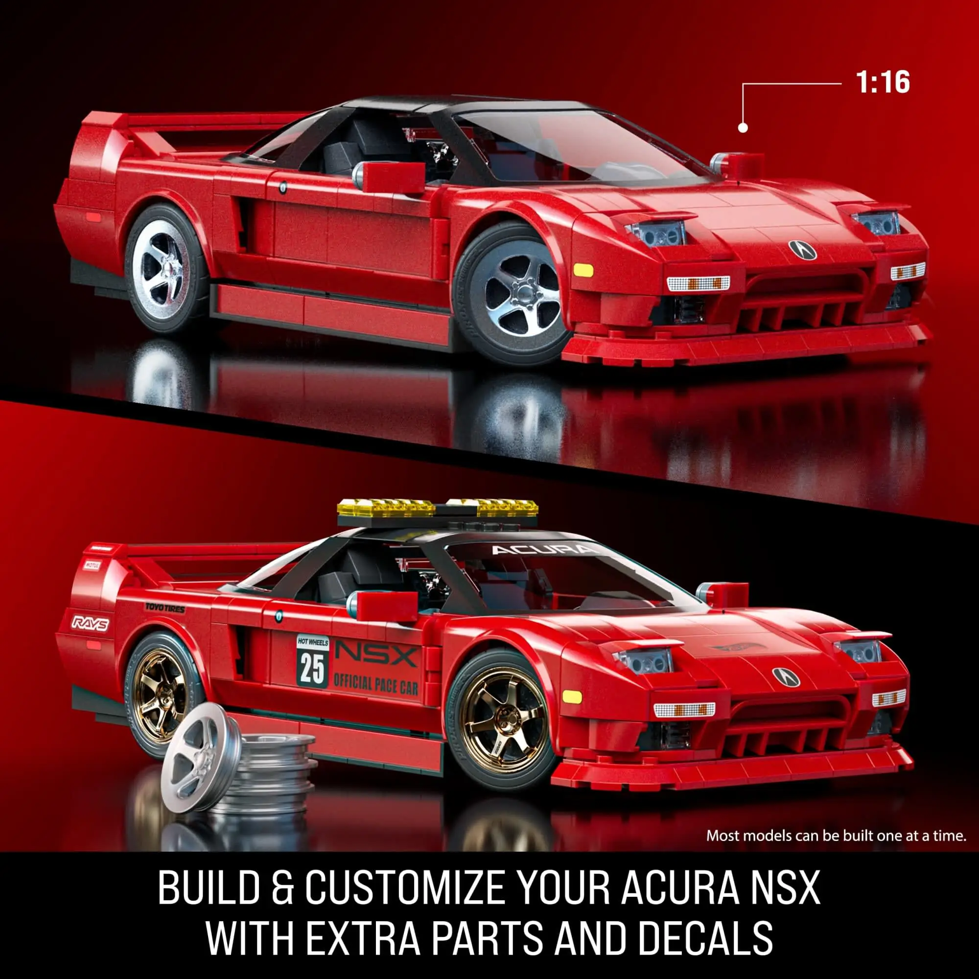 '17 Acura NSX 赤 ミニカー HW TURBO Mattel Brick Shop Hot Wheels '90 Acura NSX • Set JFT17