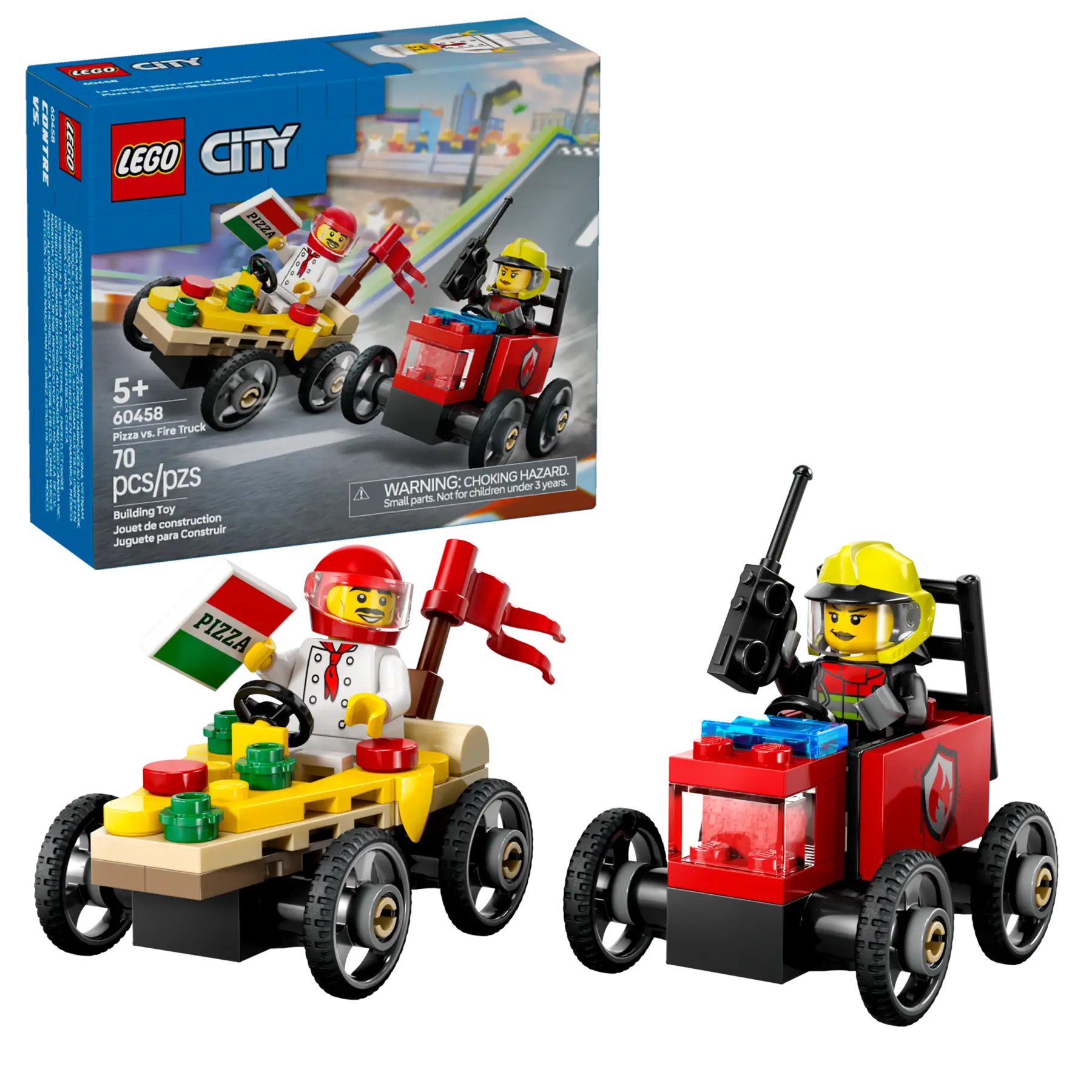 LEGO City Pizza vs. Fire Truck Race Car Pack • Set 60458