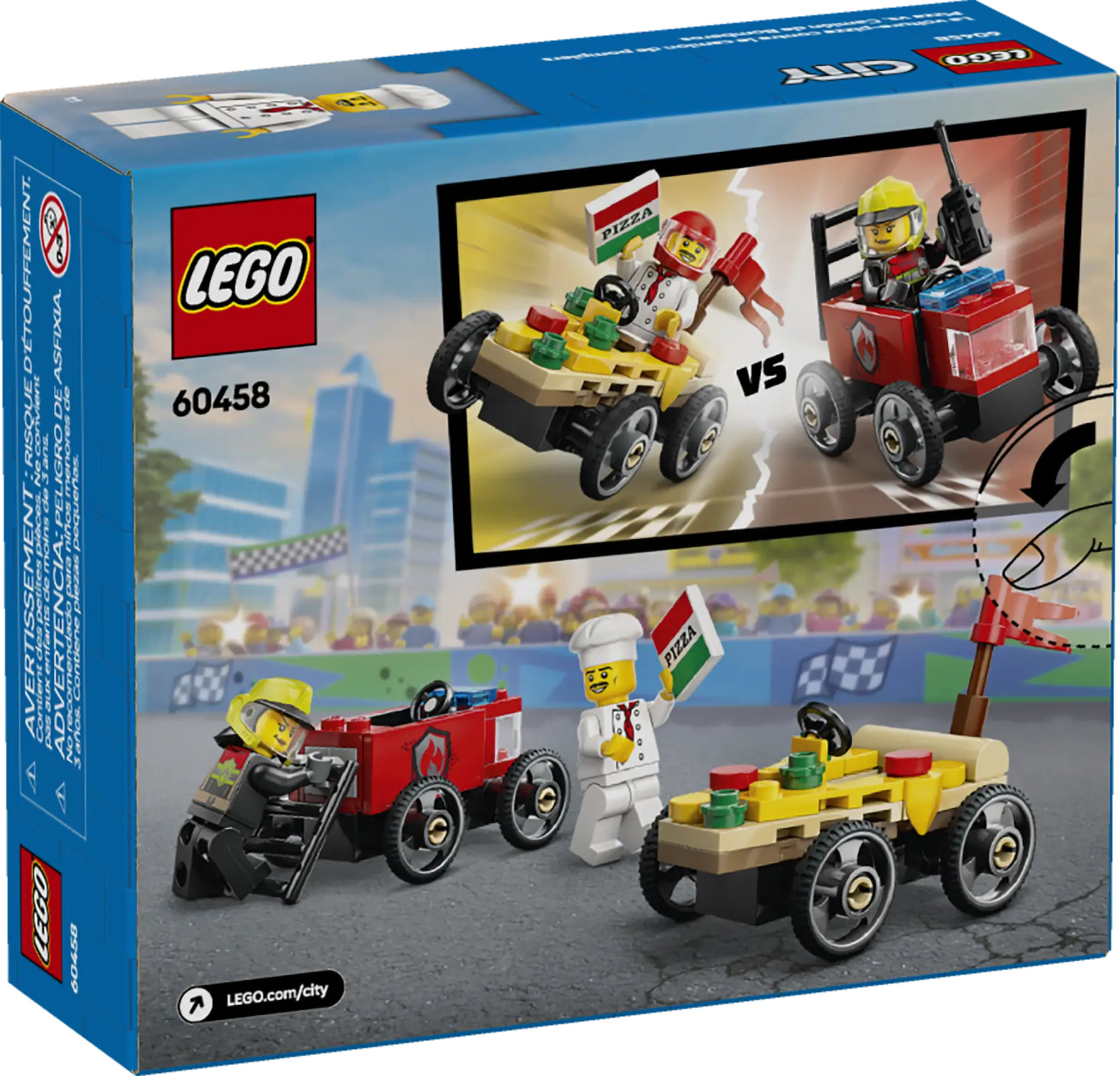 019 セット確認用 LEGO City Pizza vs. Fire Truck Race Car Pack • Set 60458