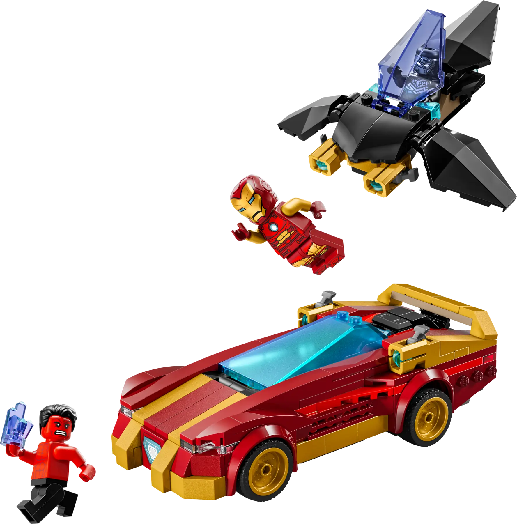 LEGO Marvel Iron Man Car Black Panther Red Hulk