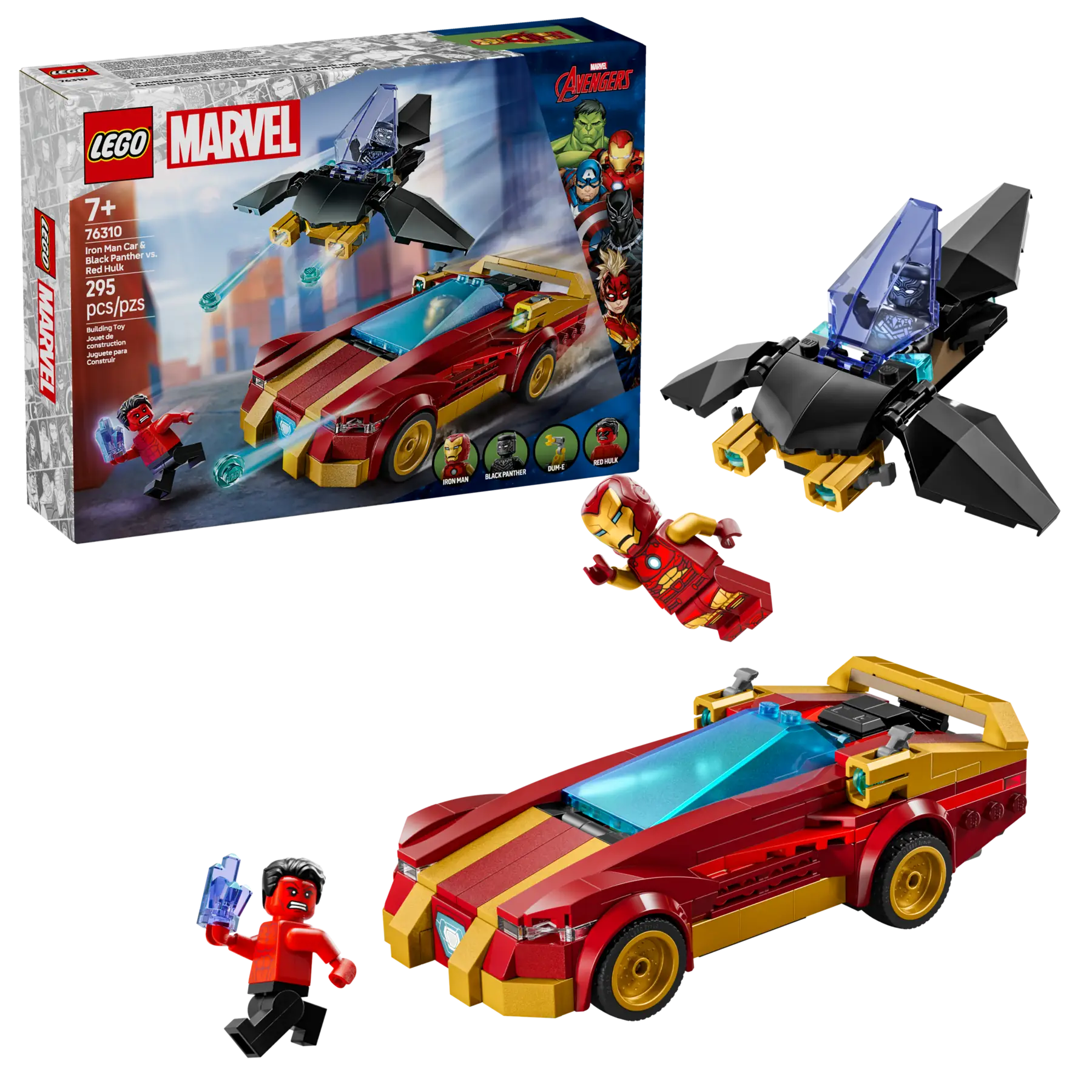 LEGO Marvel Iron Man Car Black Panther Red Hulk