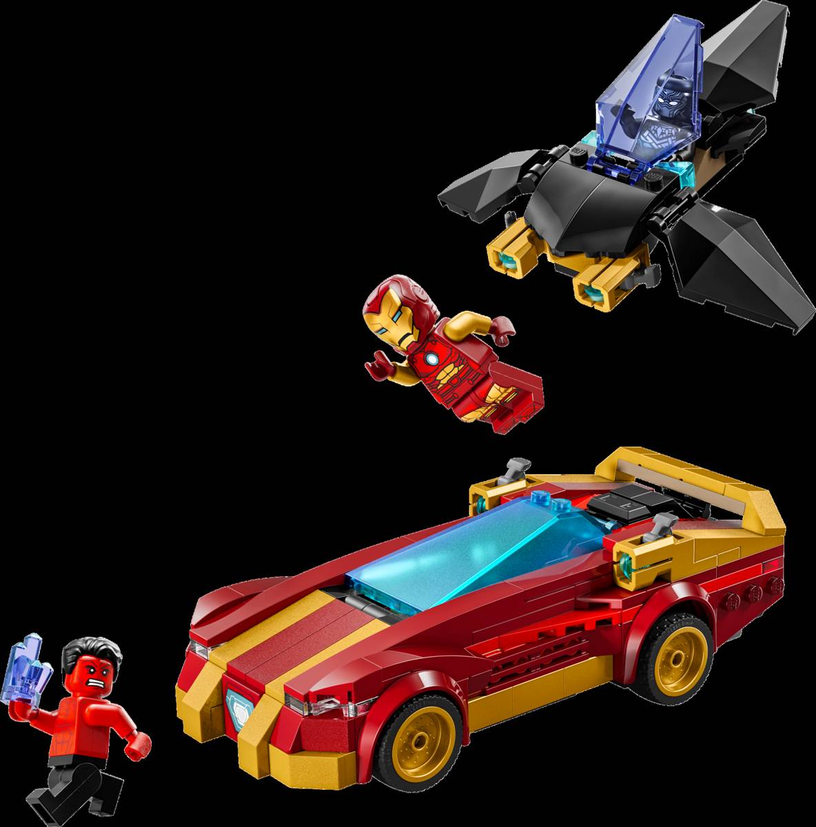 LEGO Marvel Iron Man Car & Black Panther vs. Red Hulk