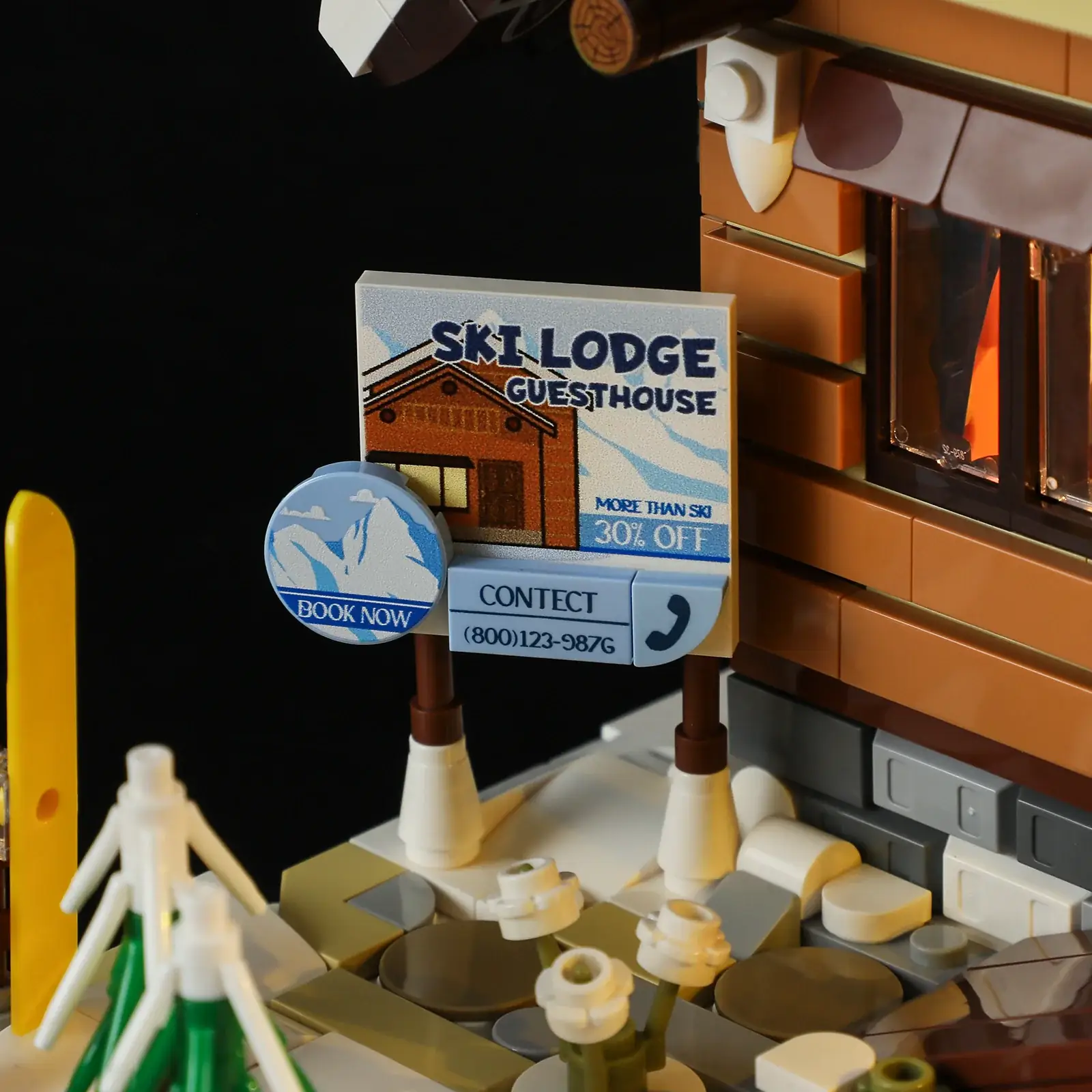 りくのこういち パステル画「雪ふらしの家(ZE348) Lumibricks (Funwhole) Ski Lodge • Set F9041 • SetDB