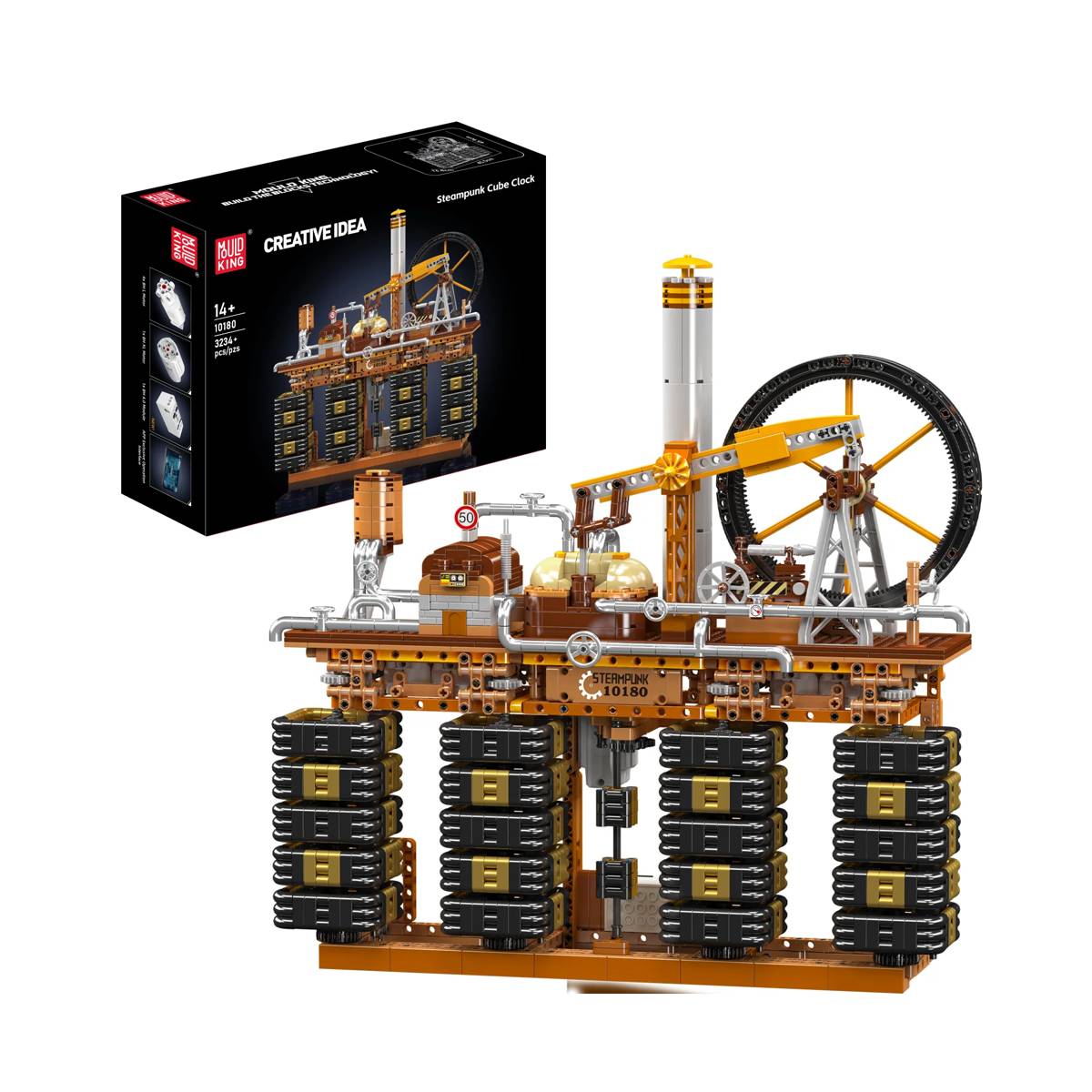 Mould King Steampunk Cube Clock • Set 10180 • SetDB