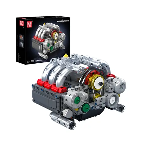 Mould King 10171 Kit Moteur V8 Technik LSX454 – Bloc à Bride Avec Ventilateur, 487 Pièces De Construction