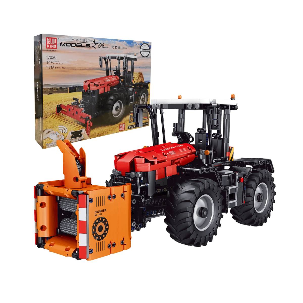Mould King 4-in-1 Tractor in red • Set 17020 • SetDB