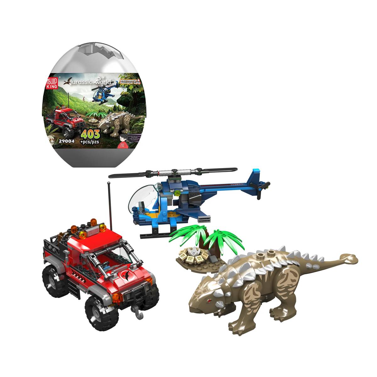 Hélicoptère Ankylosaurus & Camping tout-terrain 4x4 de dinosaure (MOU-29004) — Prix et comparaison | Brick Broker