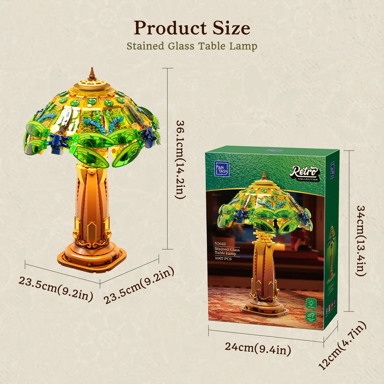 Pantasy Stained Glass Table Lamp • Set 85042 • SetDB