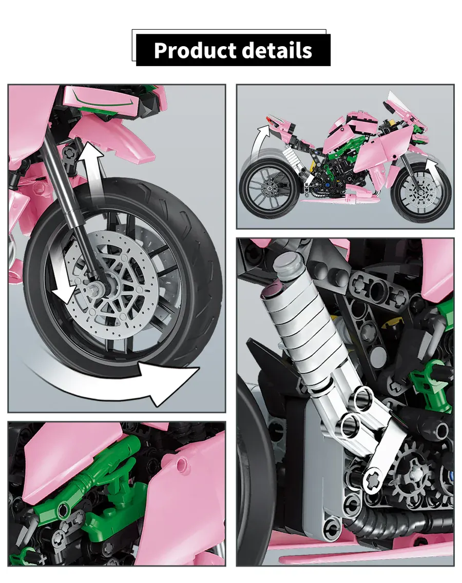Qi Zhi Le Kawasaki H2R pink • Set 85002 • SetDB