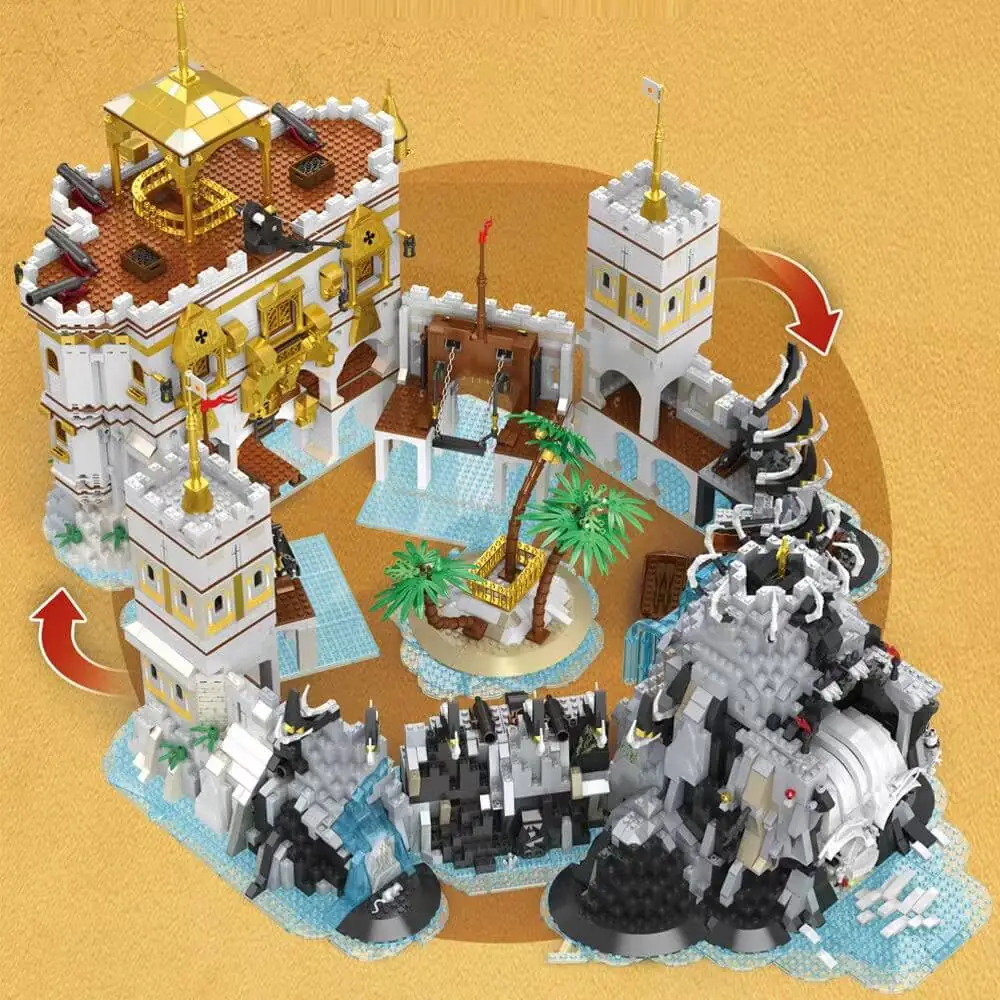 Set Costruzioni Reobrix Pirate Bay 66012 - 2650 Pezzi Per Adulti - Castello Medievale Modulare - Regalo Per Collezionisti 14+