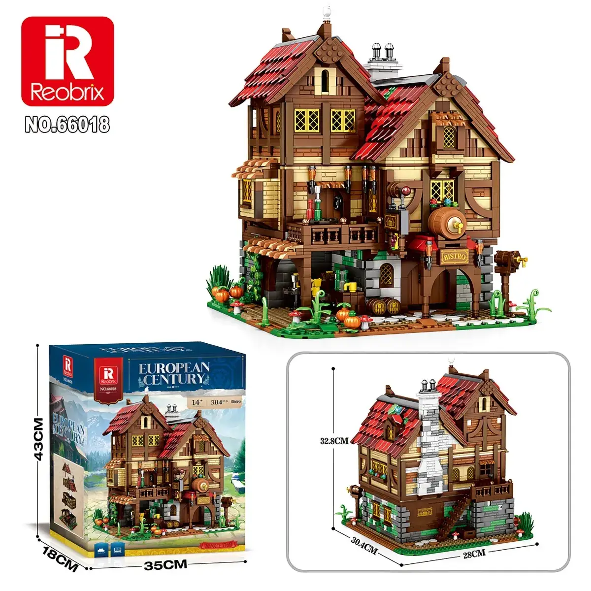 Reobrix Castello Medievale Con Luci LED, Kit Modello Architettonico 66027, Chiesa Gotica 3183 Pezzi, Regalo Per Adulti E Ragazzi 14+ - 5