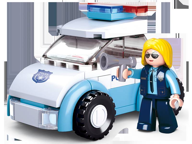 Femme policière avec voiture de police (SLB-M38-B0600B) — Prix et comparaison | Brick Broker