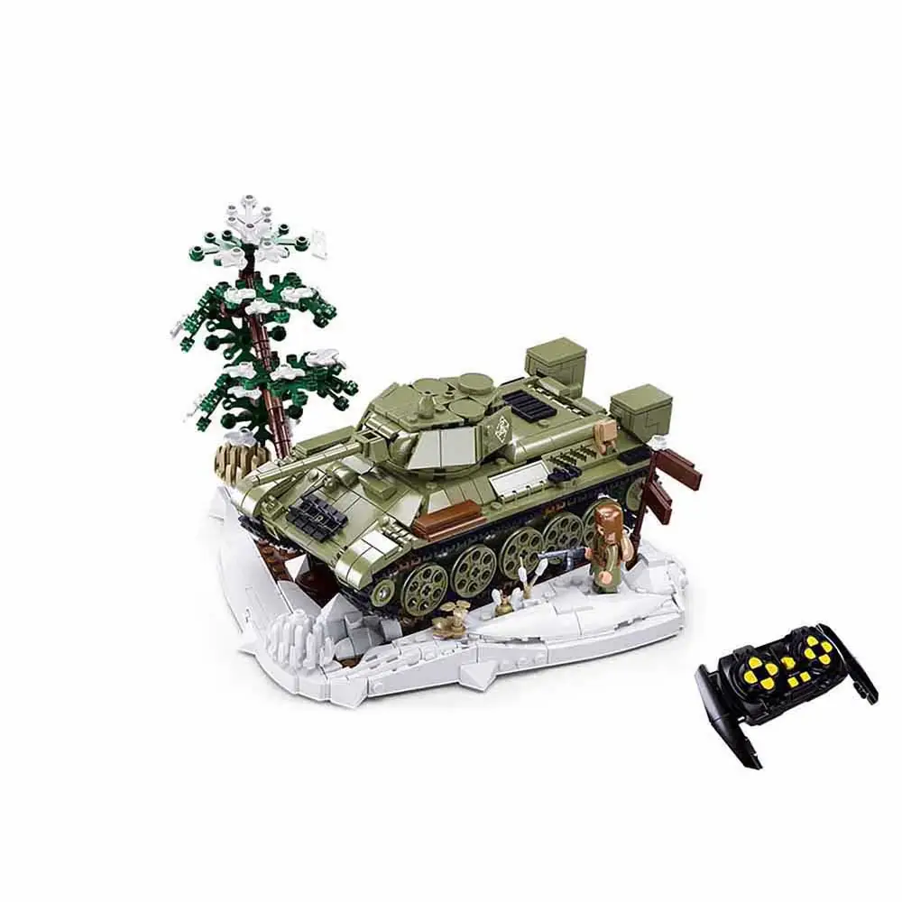 【スライ】VARIOUS TANK SET Sluban Bricks T34/76 with remote control • Set M38-B7072