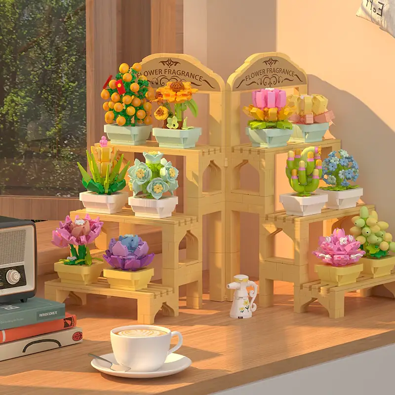 ZHEGAO Succulent Potted Plant • MINI BLOCKS • Set 622009