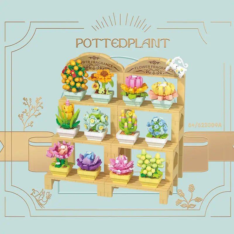ZHEGAO Succulent Potted Plant • MINI BLOCKS • Set 622009