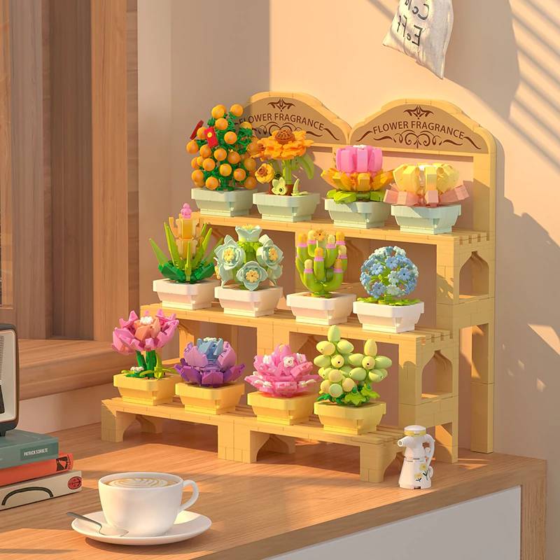 ZHEGAO Succulent Potted Plant • MINI BLOCKS • Set 622009