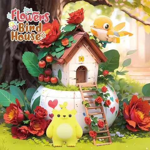 ZHEGAO Flowers Bird House • MINI BLOCKS • Set 663014 • SetDB
