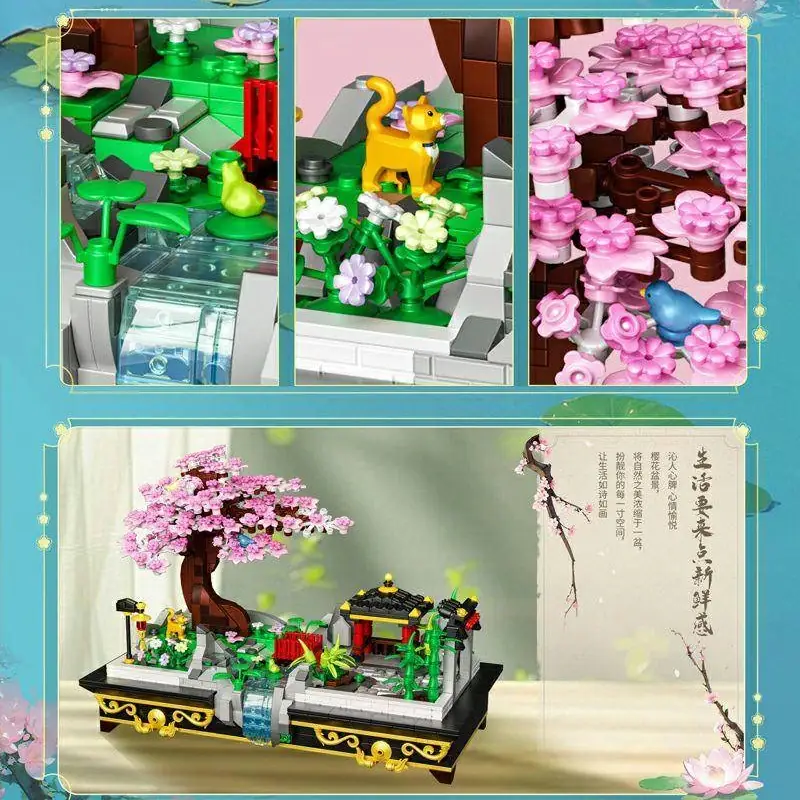 ZHEGAO Cherry Blossom Bonsai • MINI BLOCKS • Set 663500