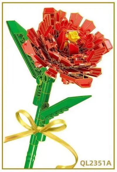 ZHEGAO Red carnation • Set QL2351 • SetDB • Merlins Bricks