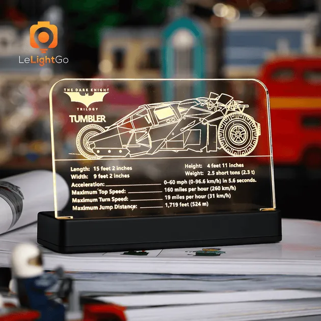 Targa in acrilico per bicchiere DC Batman Batmobile 76240 (il set non è incluso