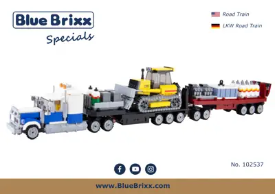 BLUE BRIXX – Camion Transporteur Avec Porte-engins – 879 Pièces – 8 Ans+