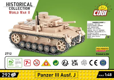 COBI WWII Panzer III Ausf. J Tank Building Set - 590 Piece Historical Military Model With Hungarian Soldier