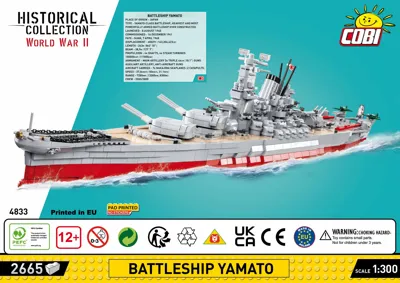 COBI 4837 Mattoncini - Corazzata USS Missouri (BB-63) Scala 1:300, 2655 Pezzi, Modello Da Collezione Storico