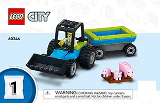 City Barn & Farm Animals factory Toys, 60346 Playset with Tractor and Trailer-rhd986